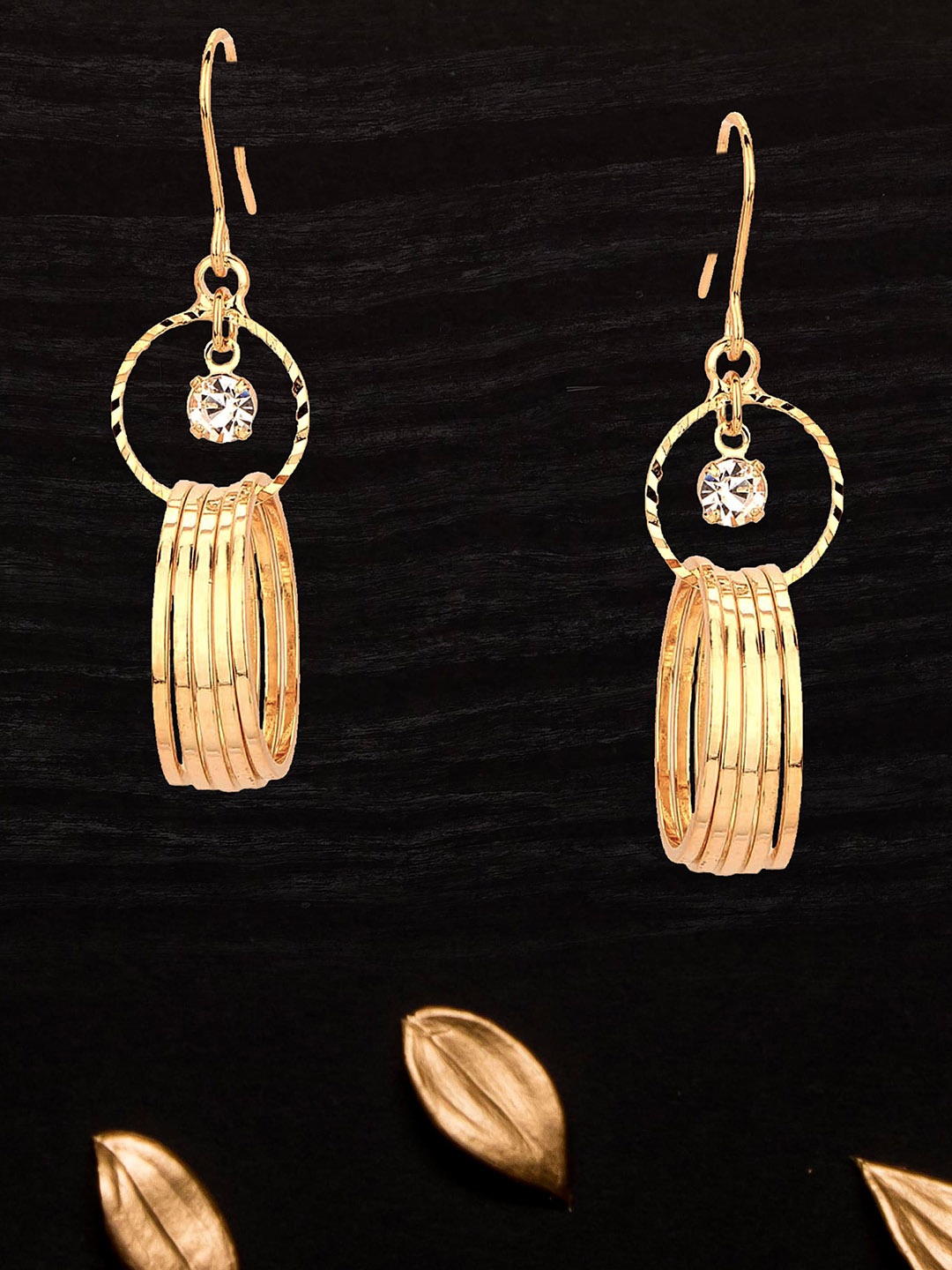 

Adwitiya Collection Gold-Plated Classic Drop Earrings