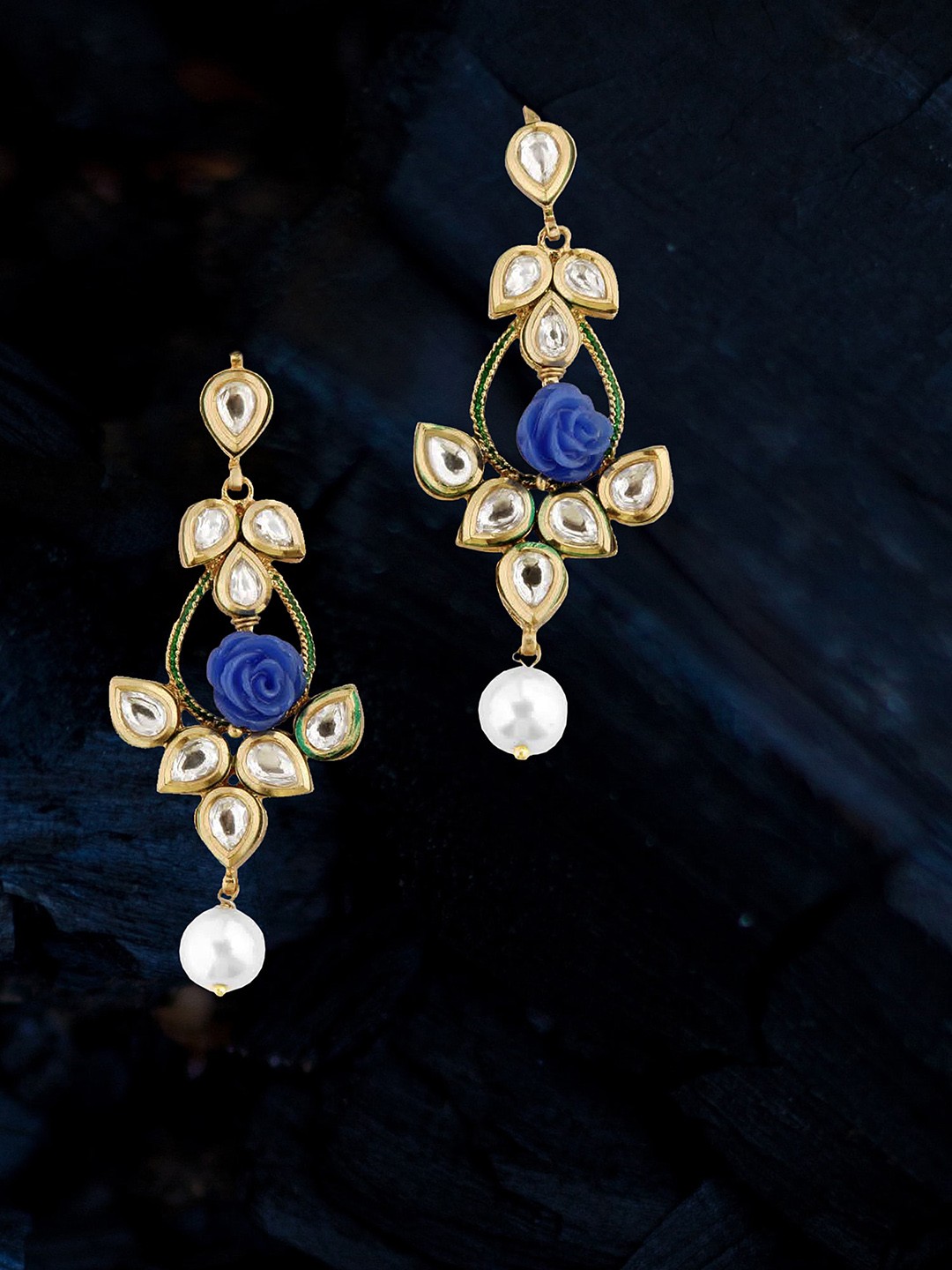 

Adwitiya Collection Gold-Plated Floral Drop Earrings