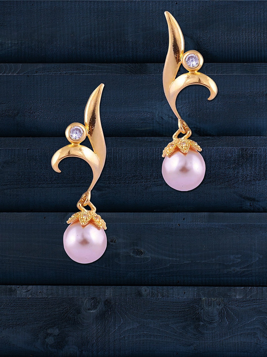 

Adwitiya Collection Gold-Plated Pearl & Stone-Studded Classic Drop Earrings