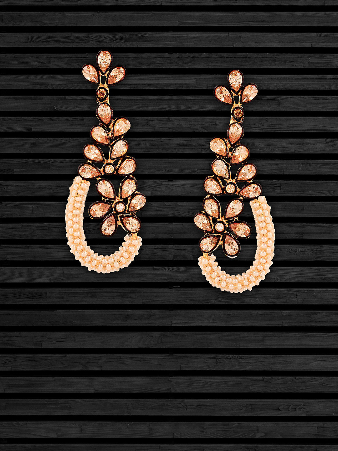 

Adwitiya Collection Gold-Plated Pearl & Stone-Studded Classic Drop Earrings