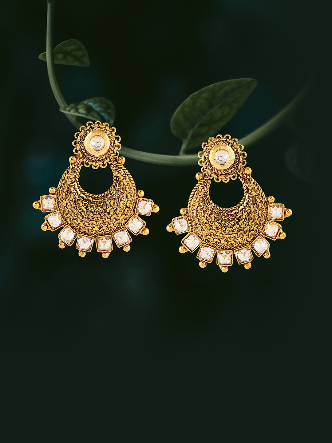 

Adwitiya Collection Gold-Plated Classic Chandbalis