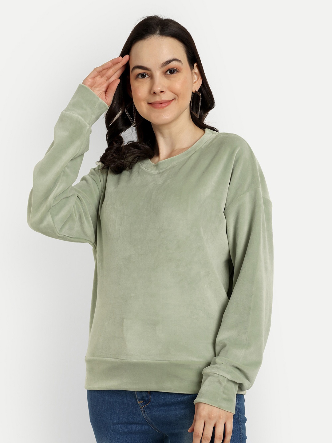 

The Roadster Lifestyle Co. Green Round Neck Long Sleeves Pullover