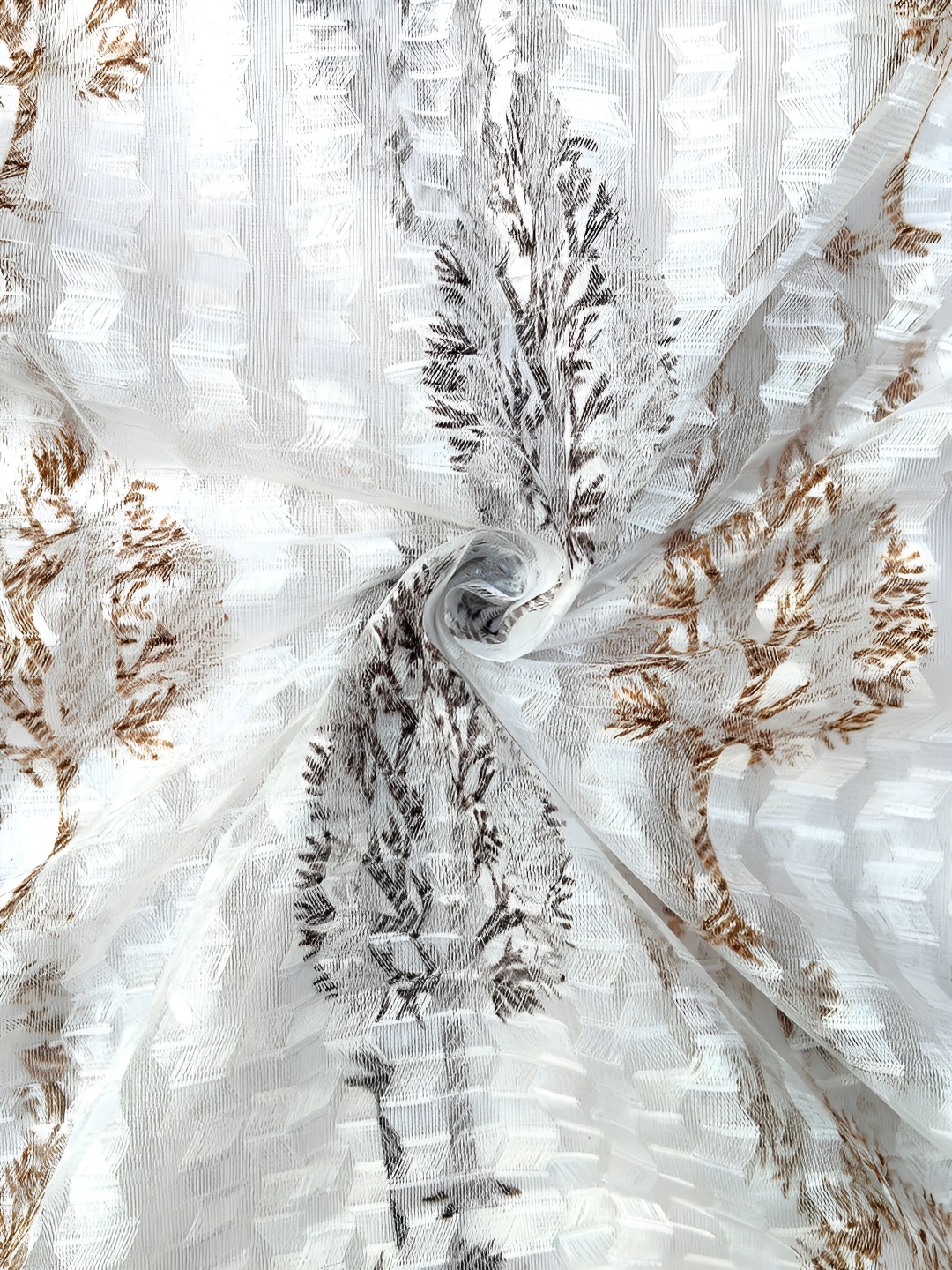 

Lunar Days Brown & White Set of 2 Floral Sheer Long Door Curtain