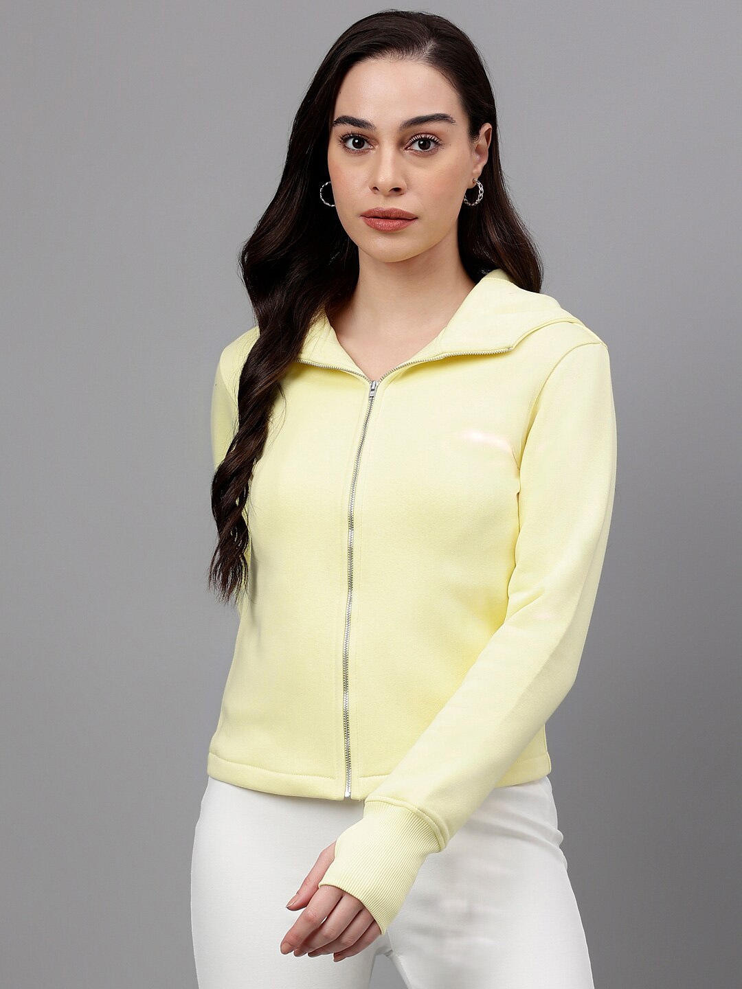 

Xpose Hooded Fleece Front-Open Sweatshirt, Yellow