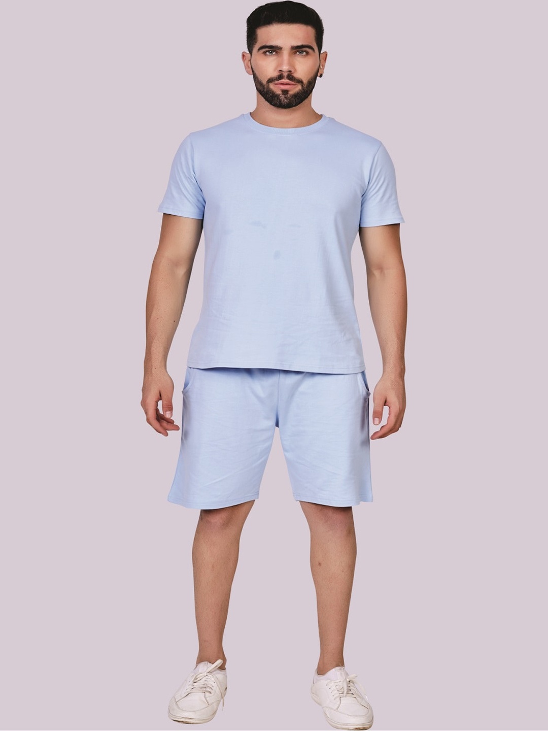 

ecott Men Pure Cotton T-shirts With Shorts, Blue