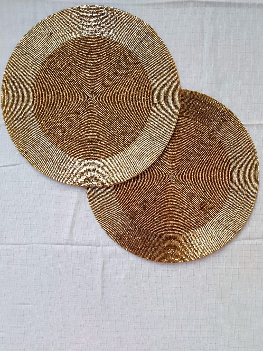 

PRISHA INDIA CRAFT Gold Toned & Brown 2 Pieces Glass Beaded Table Placemats