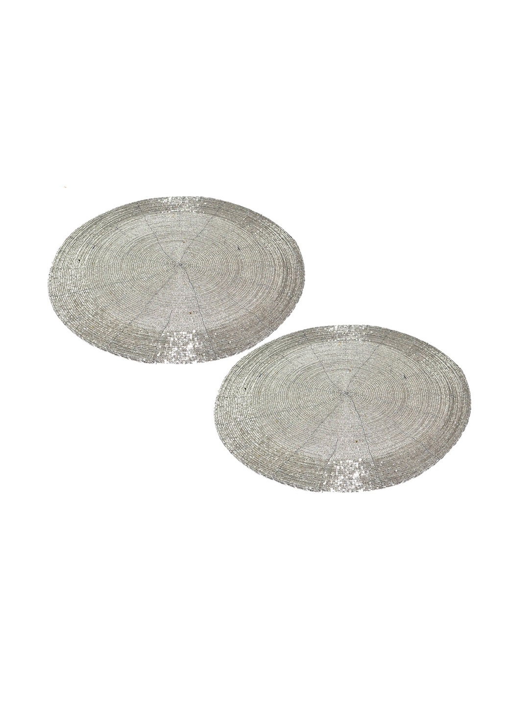 

PRISHA INDIA CRAFT Silver Toned 2 Pieces Textured Circular Table Placemats