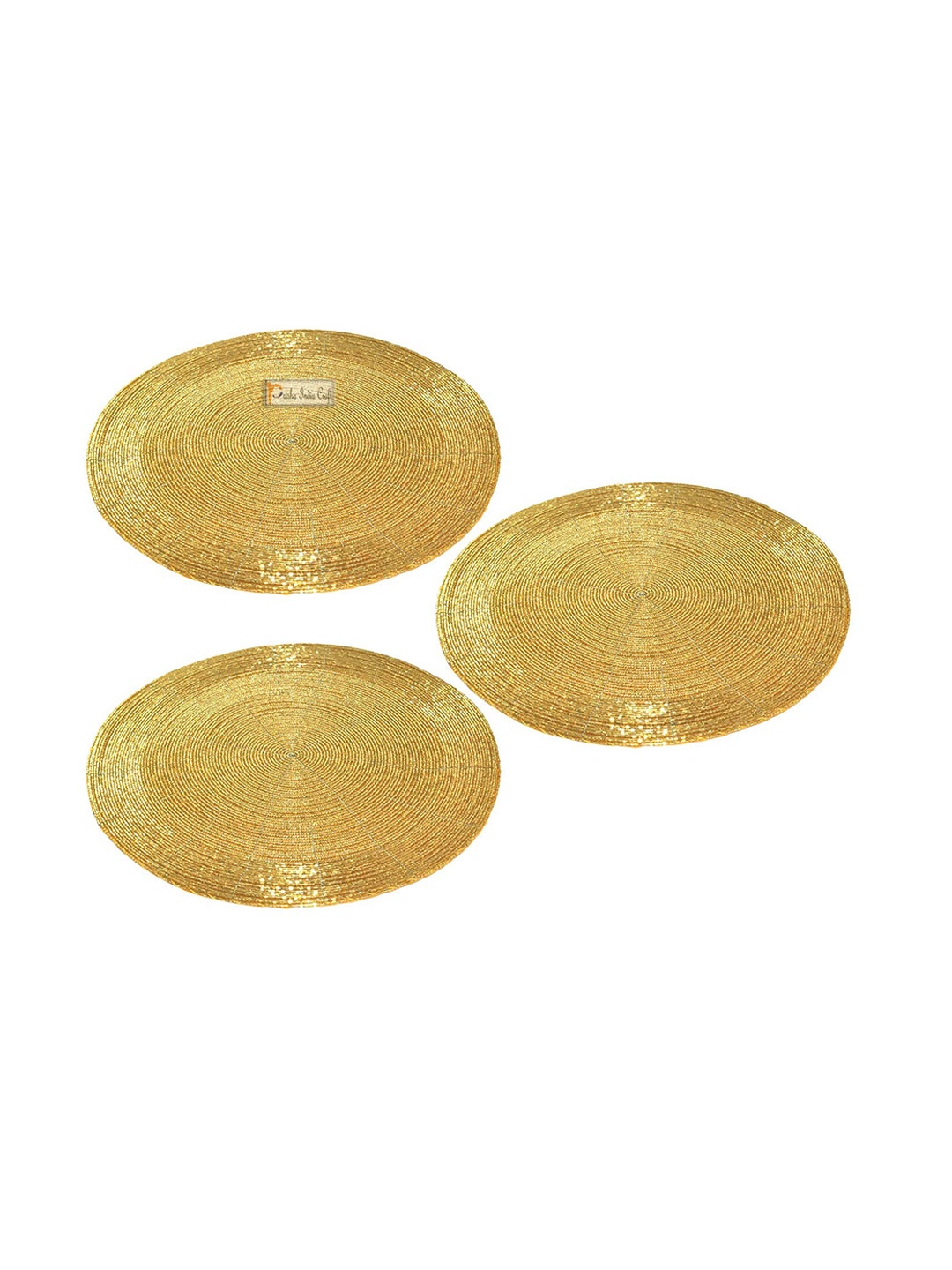 

PRISHA INDIA CRAFT Gold Toned 3 Pieces Round Table Placemats