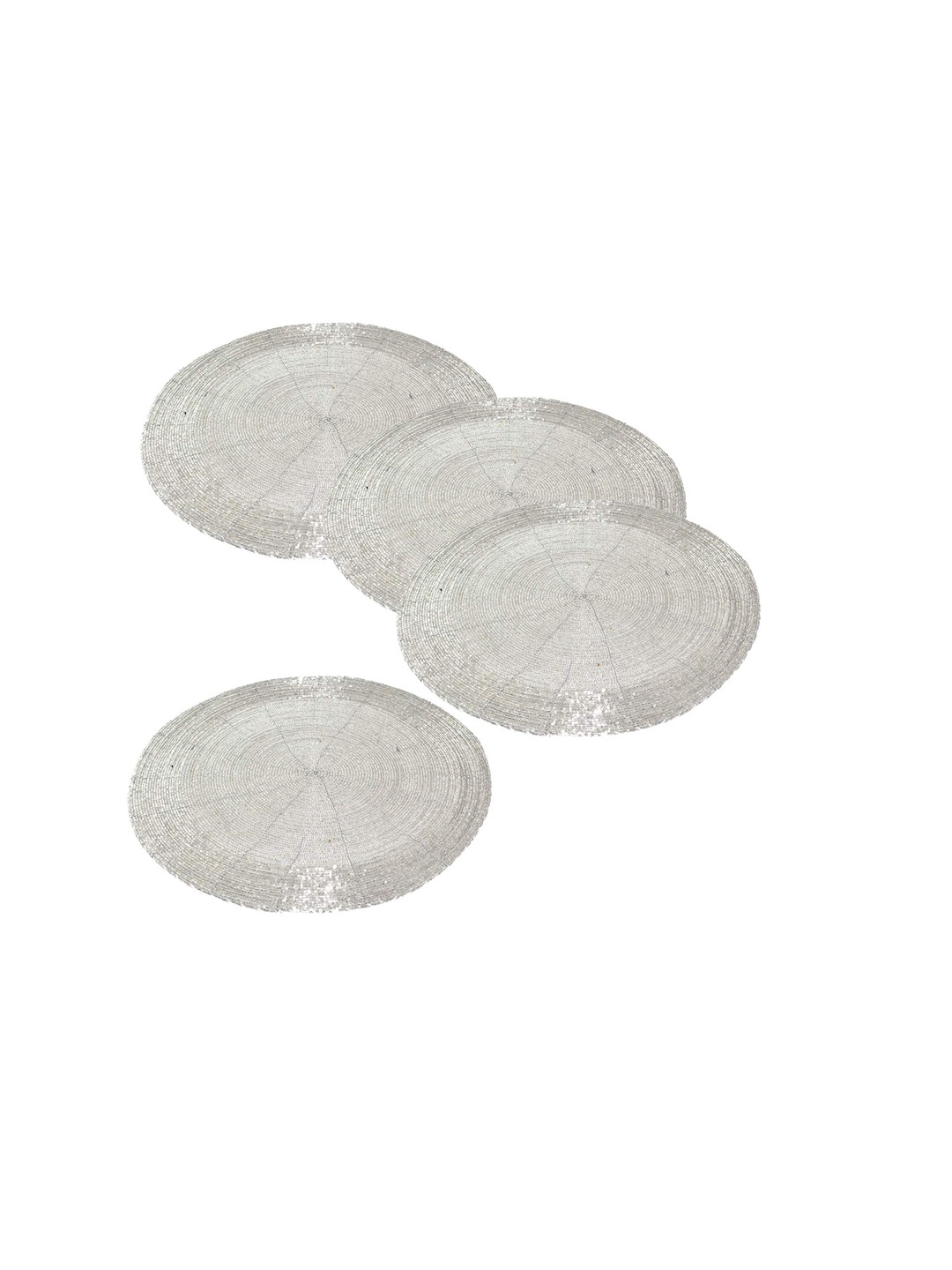 

PRISHA INDIA CRAFT Silver Toned 4Pieces Round Shaped Table Placemats