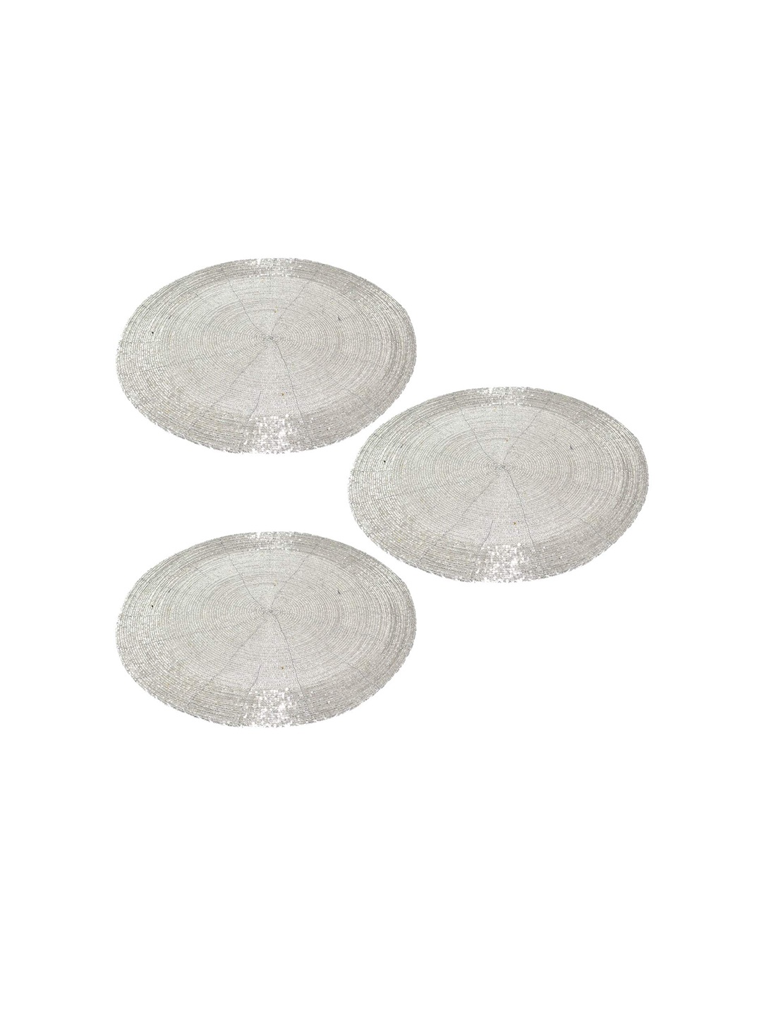 

PRISHA INDIA CRAFT Silver Toned 3 Pieces Round Glass Beads Table Placemats