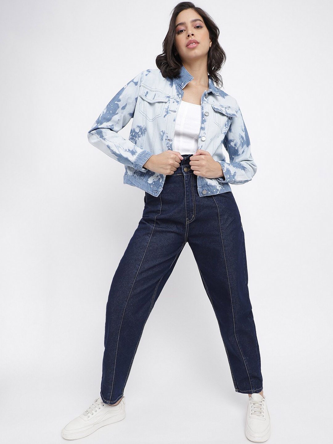 

TALES & STORIES Tie and Dye Lightweight Pure Cotton Denim Jacket, Blue