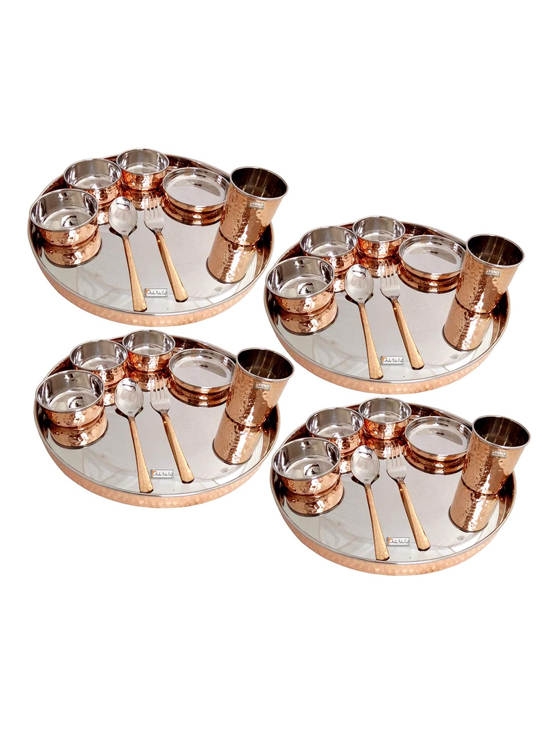 

PRISHA INDIA CRAFT 4 Pieces Copper Glossy Thali Set