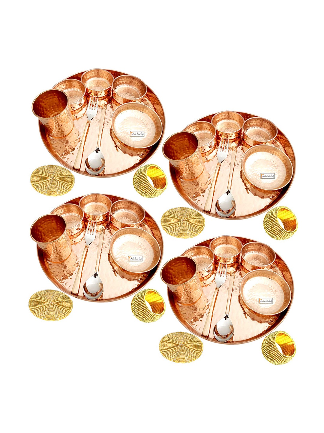 

PRISHA INDIA CRAFT 4 Pieces Copper Glossy Thali Set