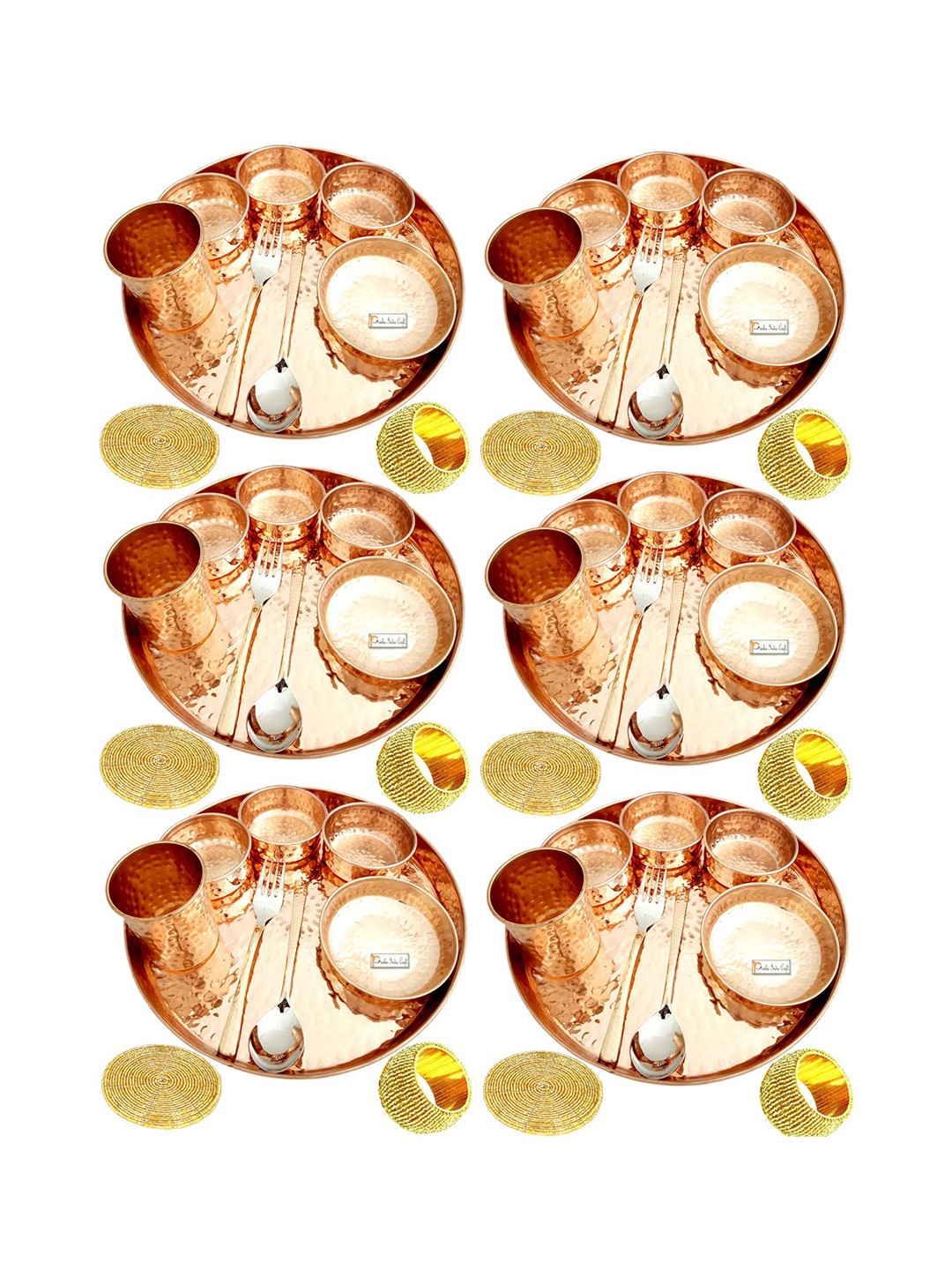 

PRISHA INDIA CRAFT 6 Pieces Copper Glossy Thali Set