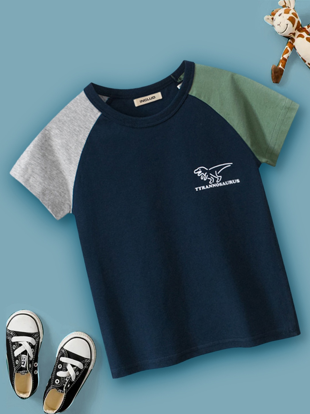 

INCLUD Boys Navy Blue Printed T-shirt