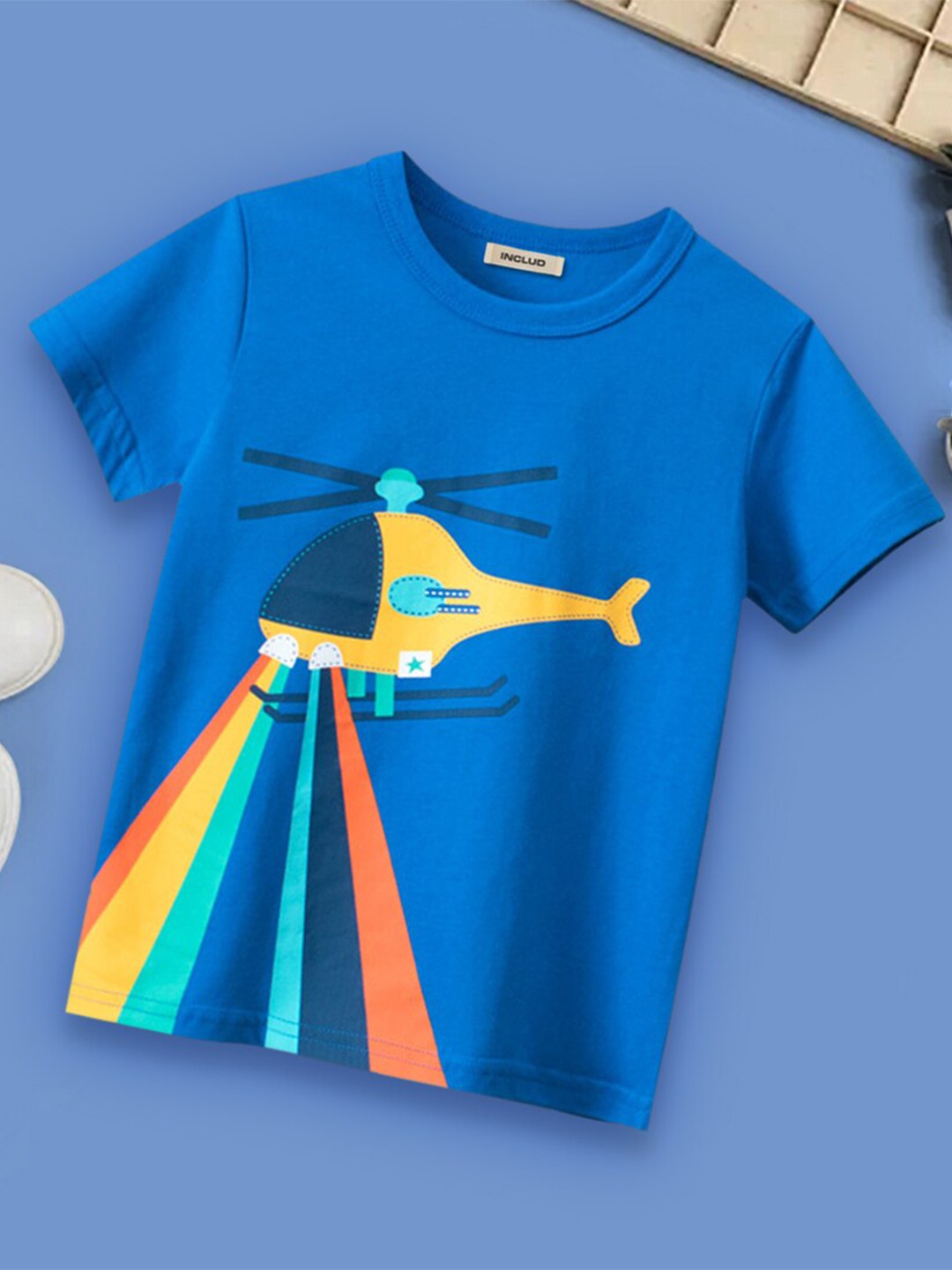 

INCLUD Boys Graphic Printed Oversized T-Shirt, Blue