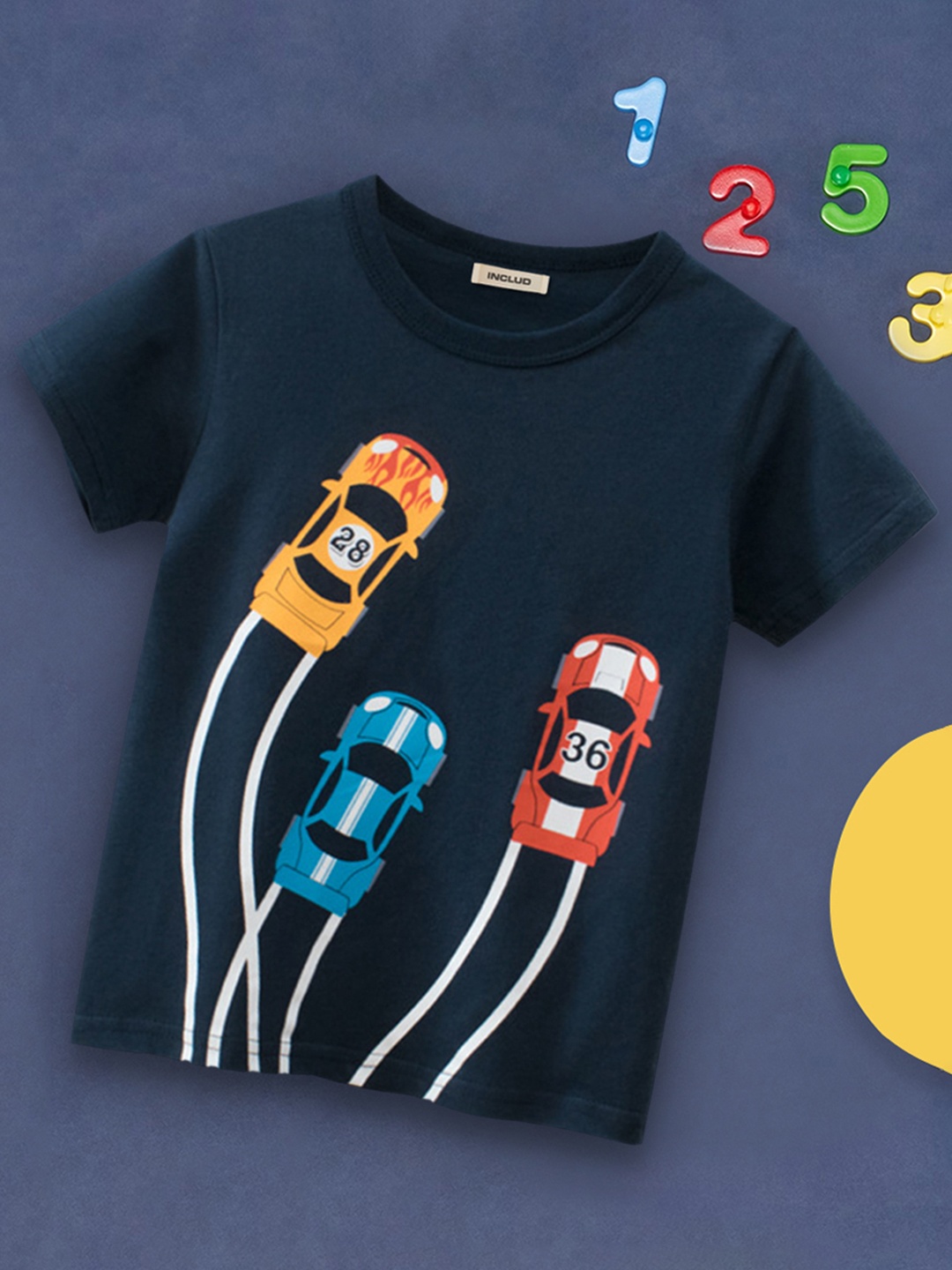 

INCLUD Boys Navy Blue Printed T-shirt