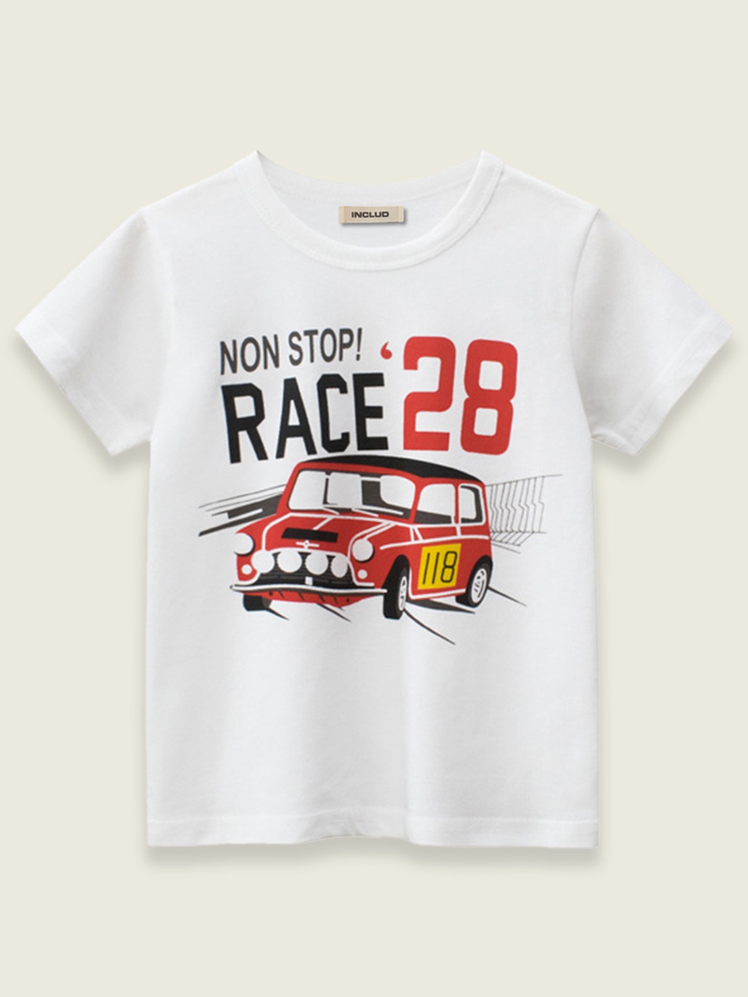 

INCLUD Boys White Typography Printed T-shirt