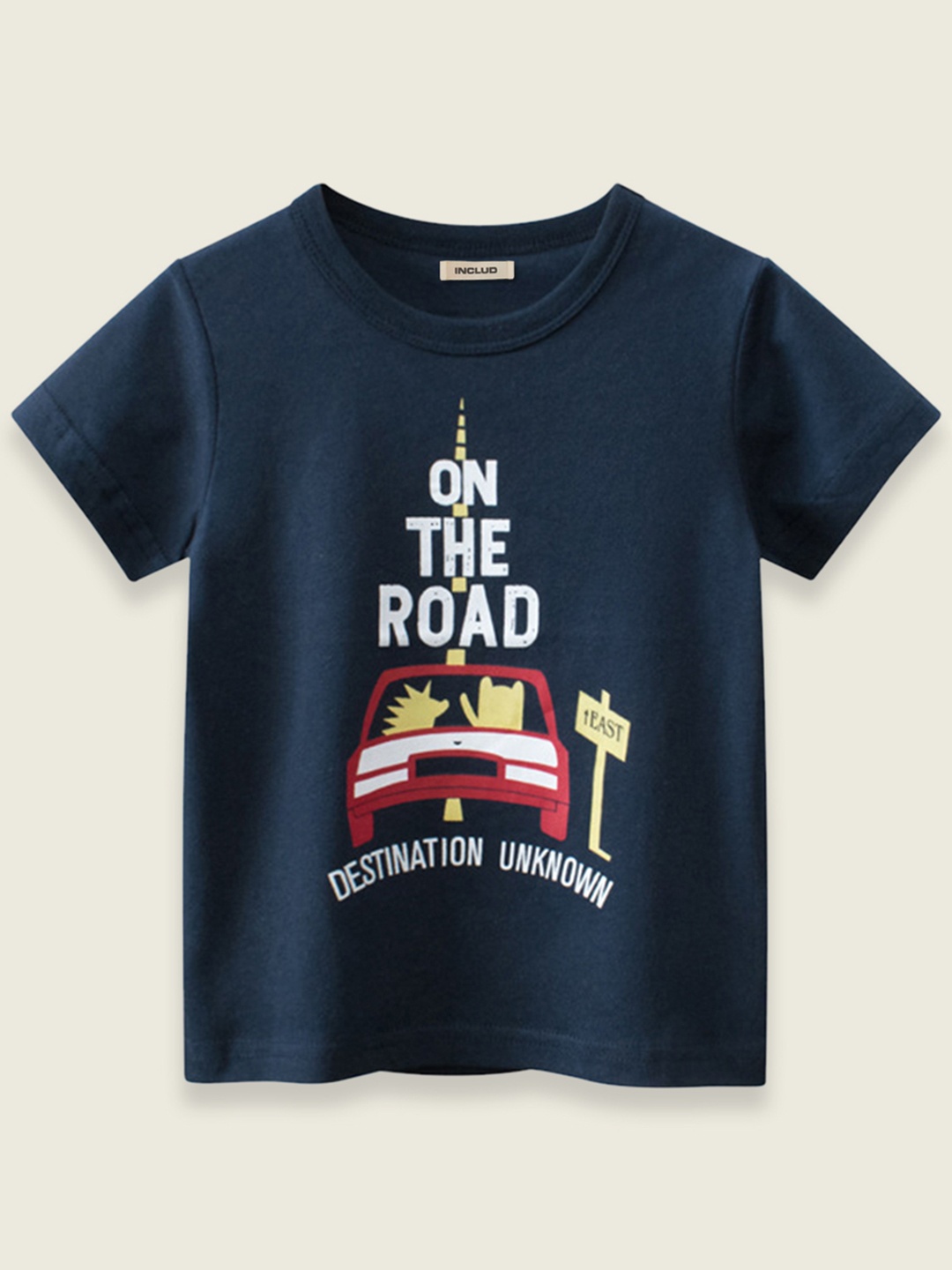 

INCLUD Boys Navy Blue Typography Printed T-shirt