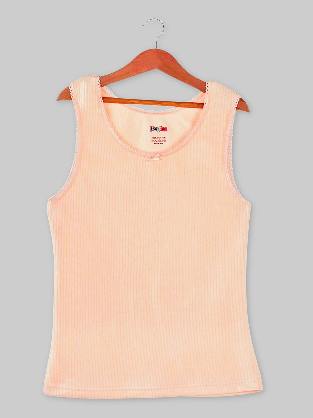 

DChica Round Neck Sleeveless Cotton Thermal Set, Peach