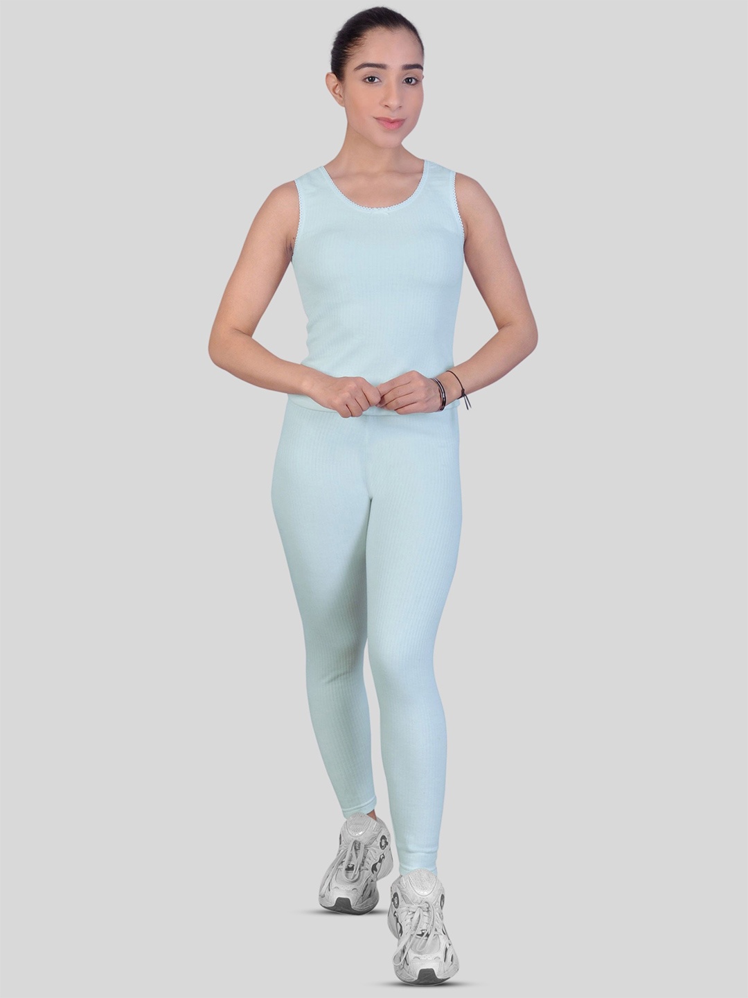 

DChica Ribbed Tank Thermal Top with Trousers, Blue