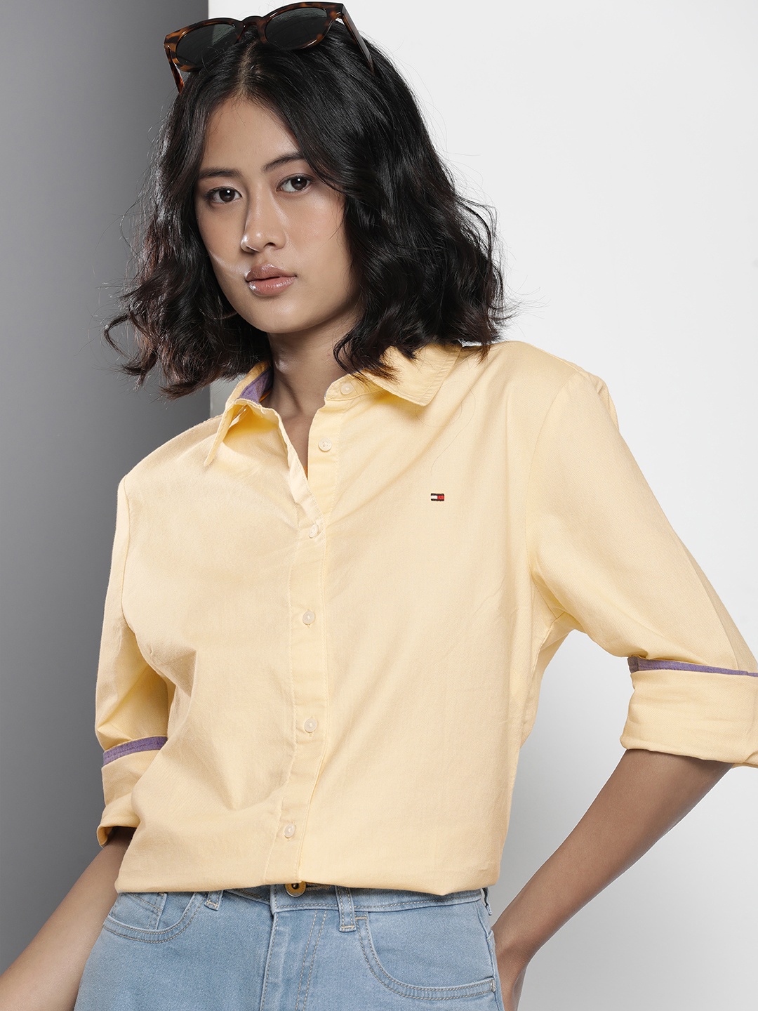 

Tommy Hilfiger Solid Spread Collar Opaque Casual Shirt, Yellow