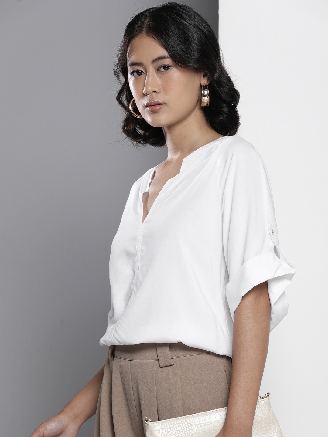 

Tommy Hilfiger Raglan Roll-Up Sleeves Top, White