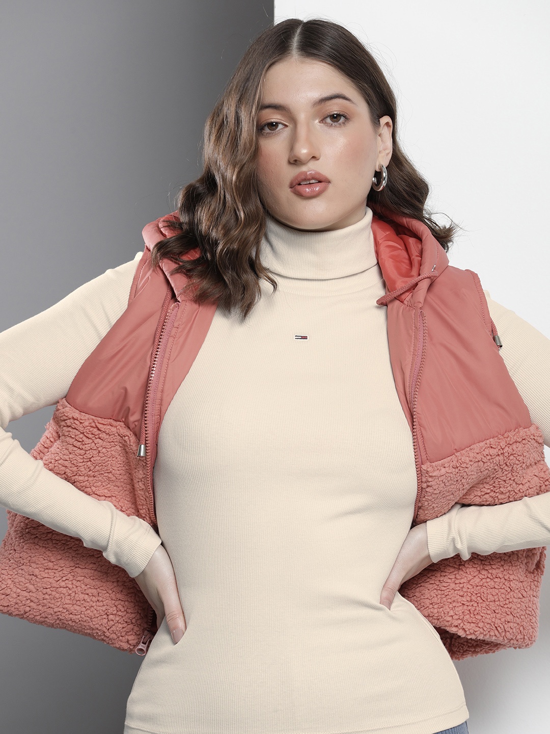 

Tommy Hilfiger Solid Turtle-Neck Ribbed Top, Beige