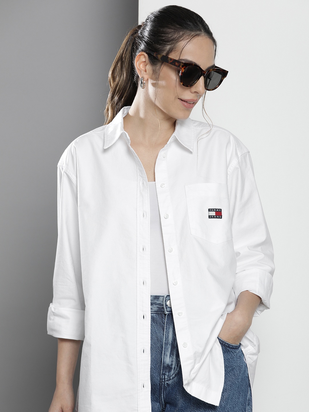 

Tommy Hilfiger Pure Cotton Boxy Casual Shirt, White