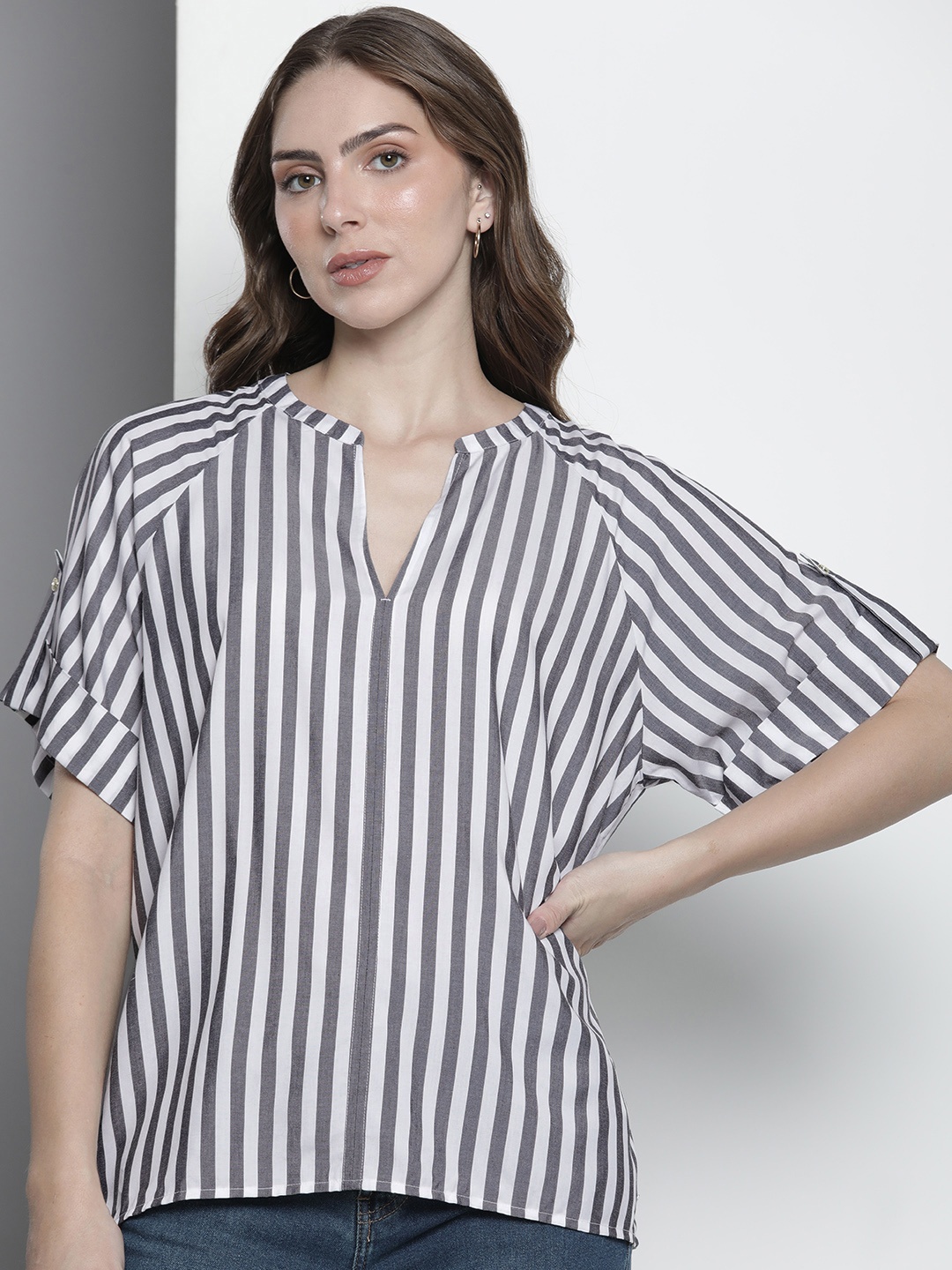 

Tommy Hilfiger Striped V-Neck Regular Top, Navy blue