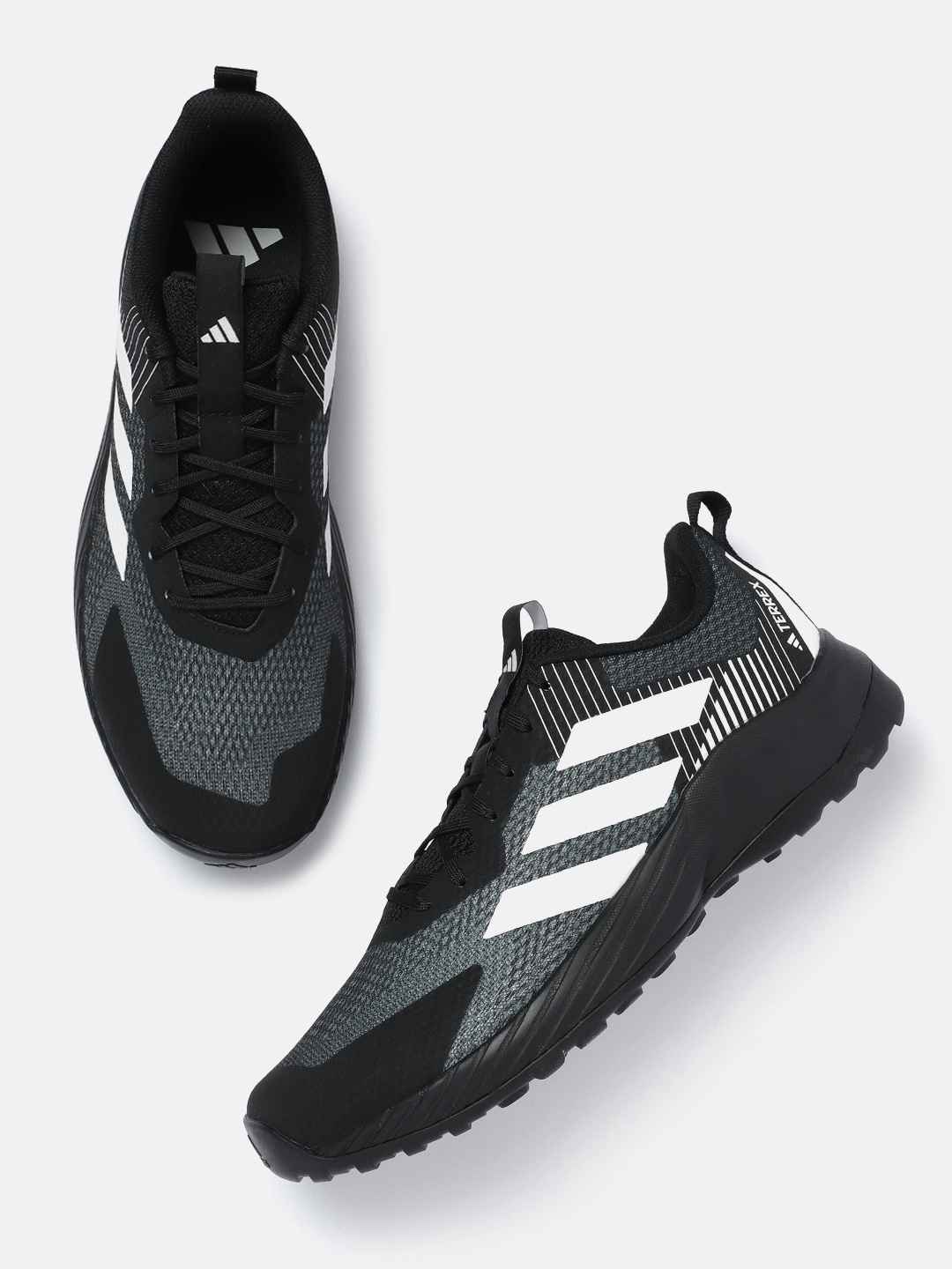 

ADIDAS Men Woven Design Round-Toe Glimph V2 Trekking Shoes with Striped Detail, Black