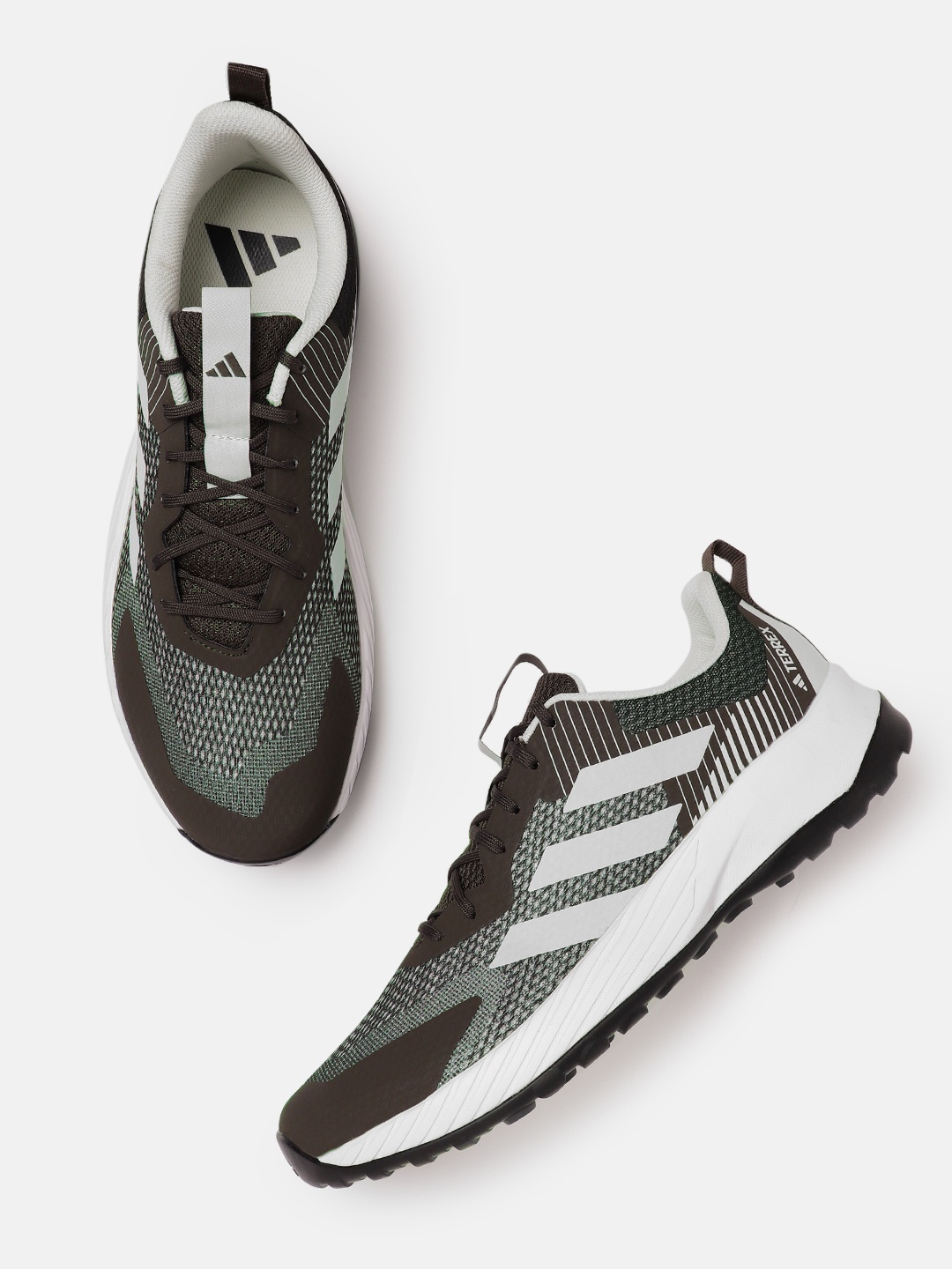 

ADIDAS Men Woven Design Round-Toe Glimph V2 Trekking Shoes with Striped Detail, Green