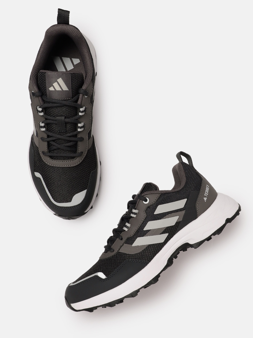 

ADIDAS Men Woven Design Round-Toe Trekerstar AXNU Trekking Shoes with Striped Detail, Grey