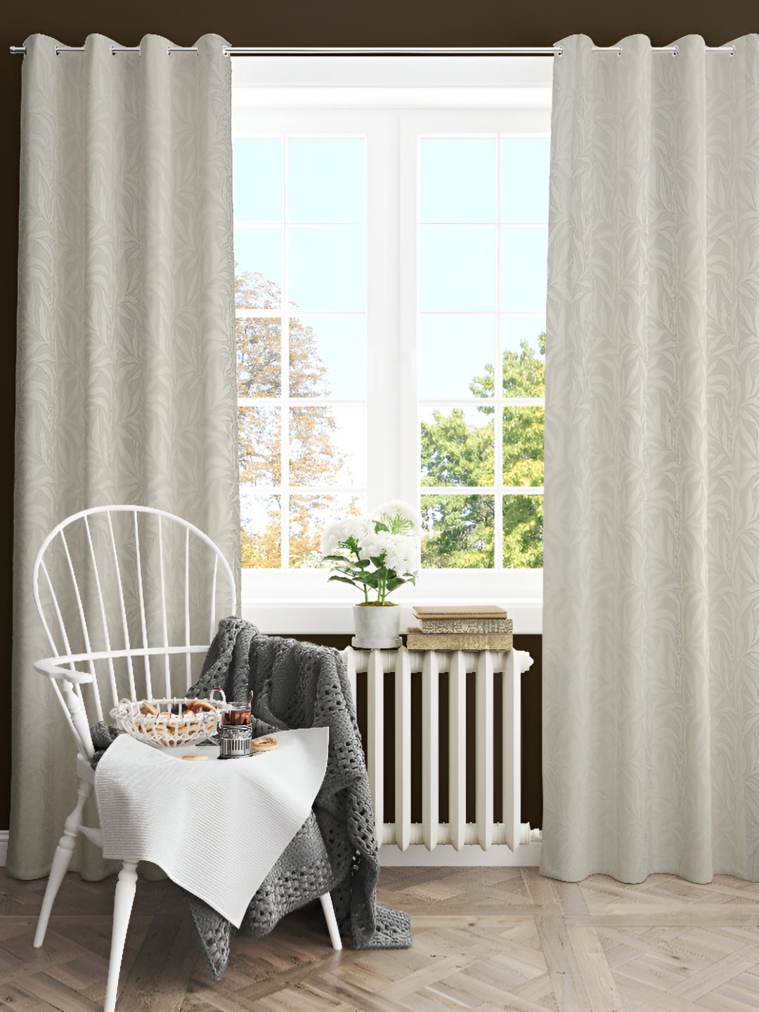 

LAFIONA Grey Set of 2 Embroidered Room Darkening Door Core
