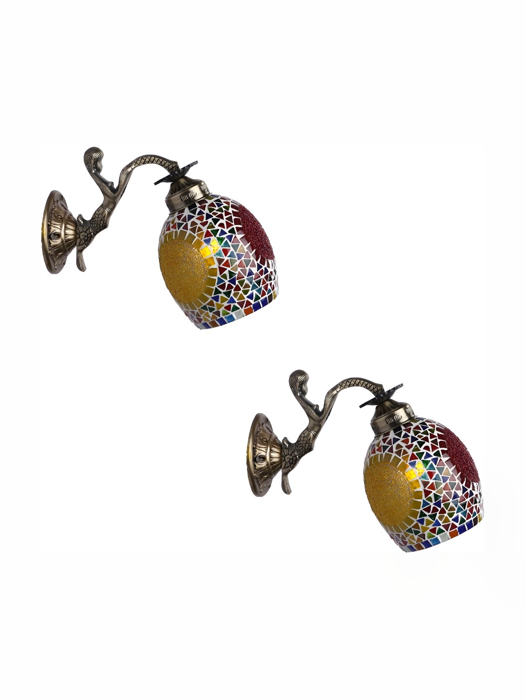 

Afast Red & Gold-Toned 2 Pieces Bell Shaped Glass Wall Lamps