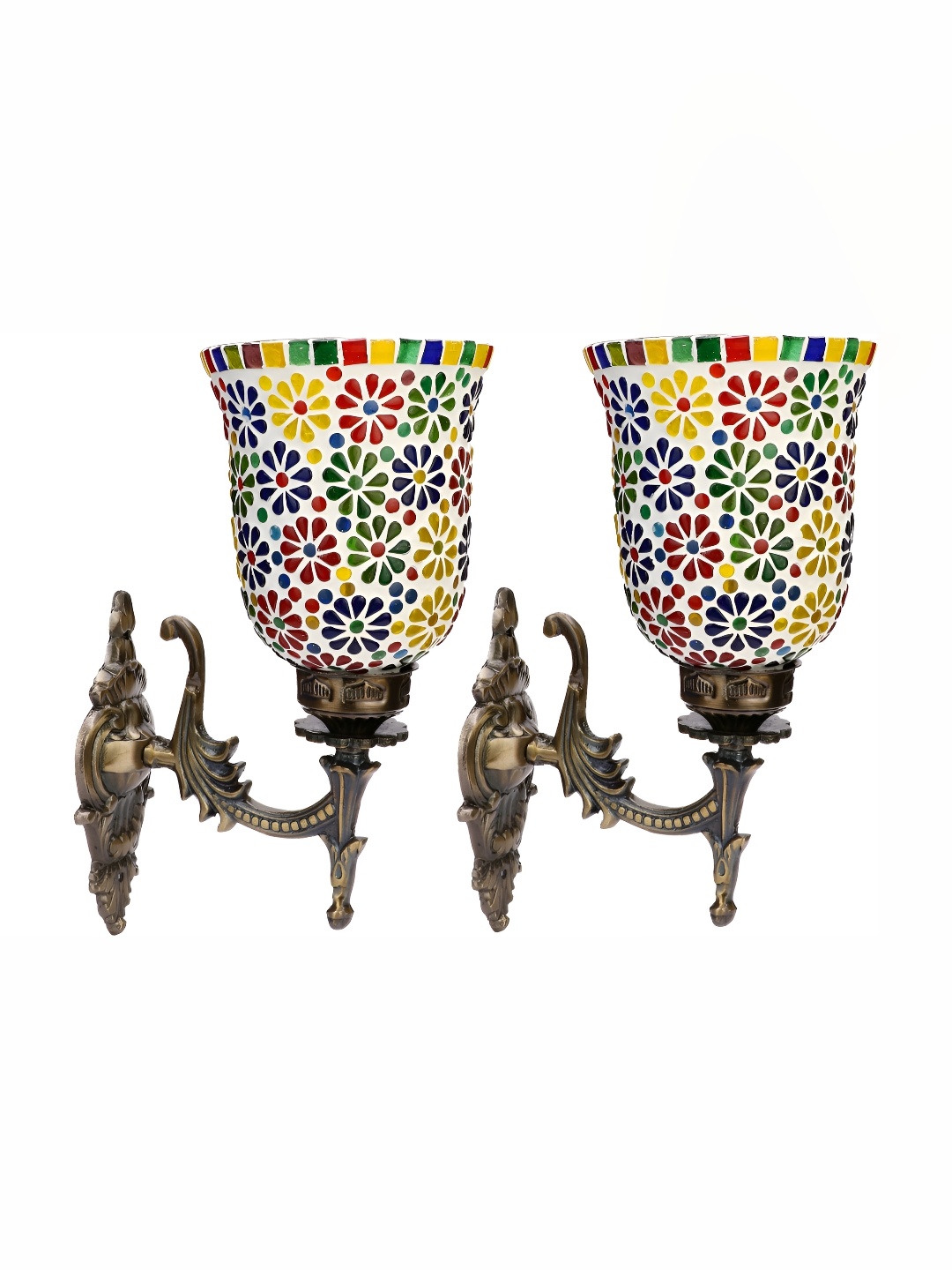 

Afast White & Yellow 2 Pieces Bell Shaped Glass Wall Lamps