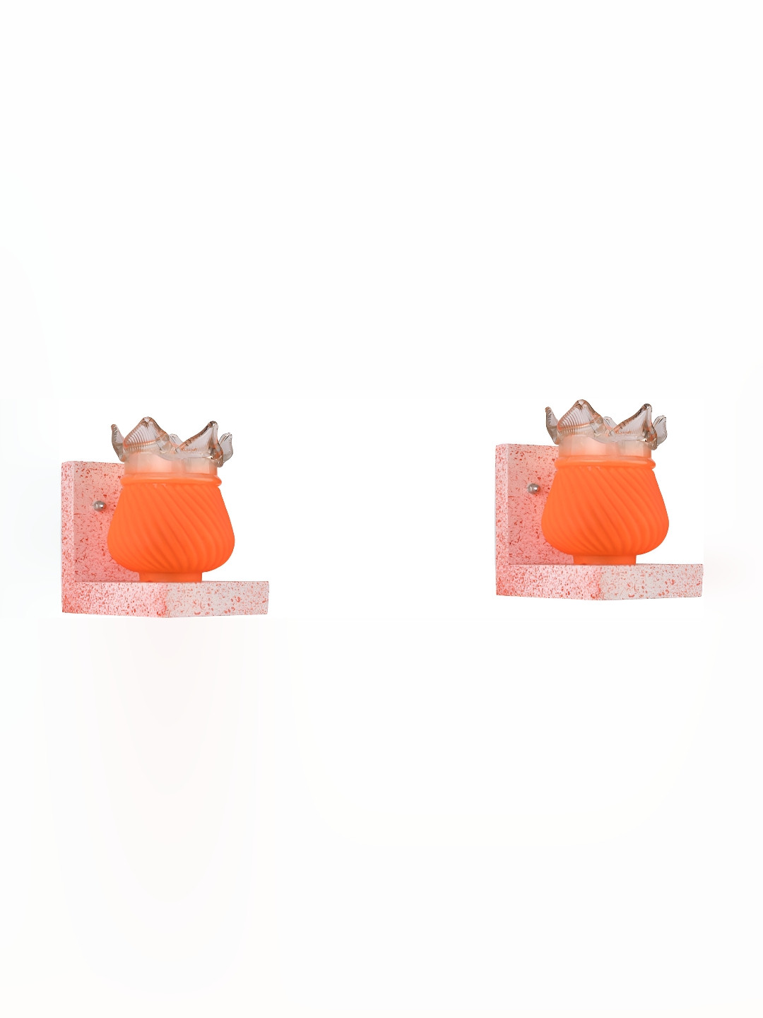 

Afast Orange & White 2 Pieces Textured Contemporary Glass Wall Lamps