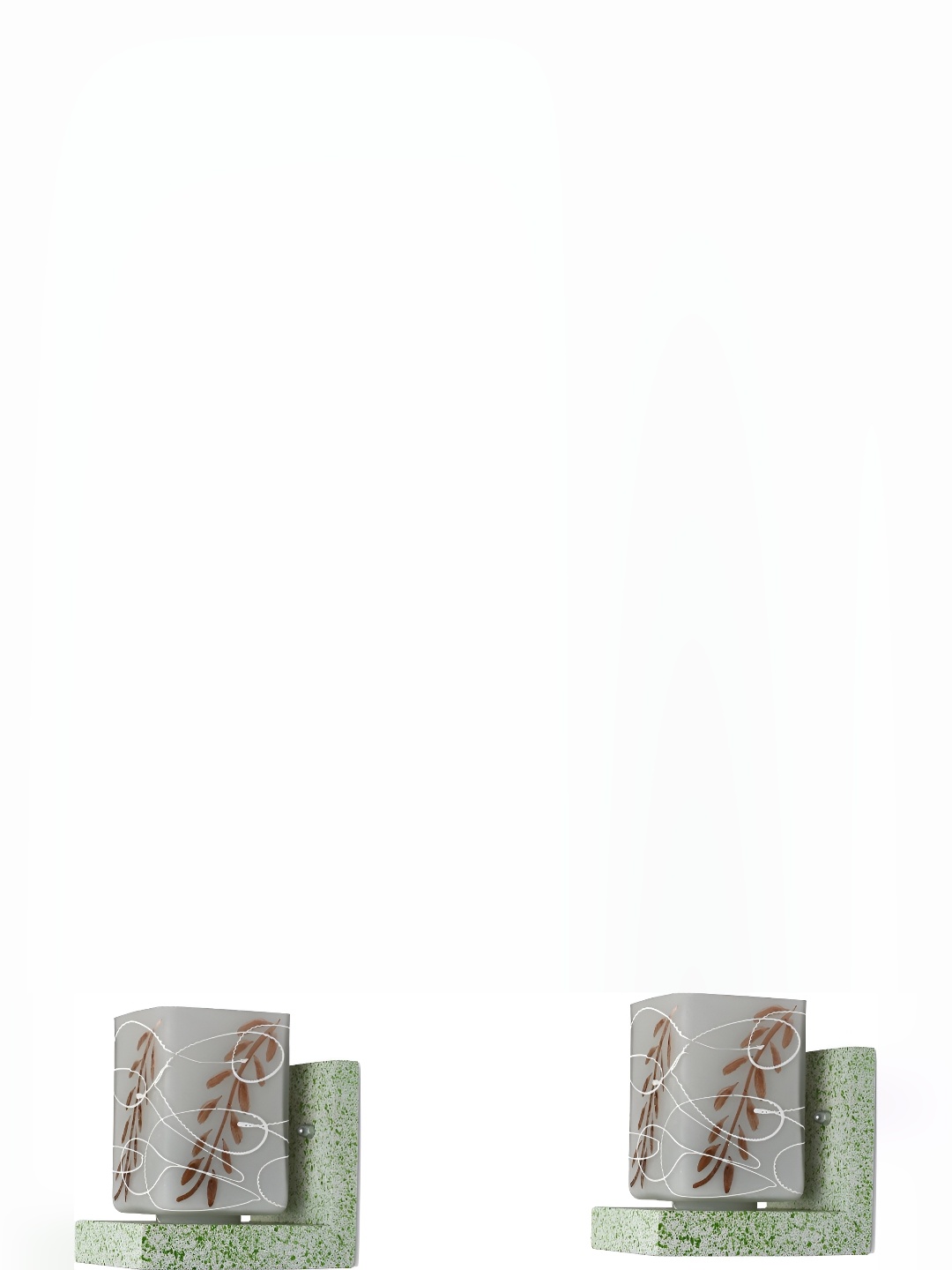 

Afast White & Brown 2 Pieces Printed Contemporary Glass Wall Lamps