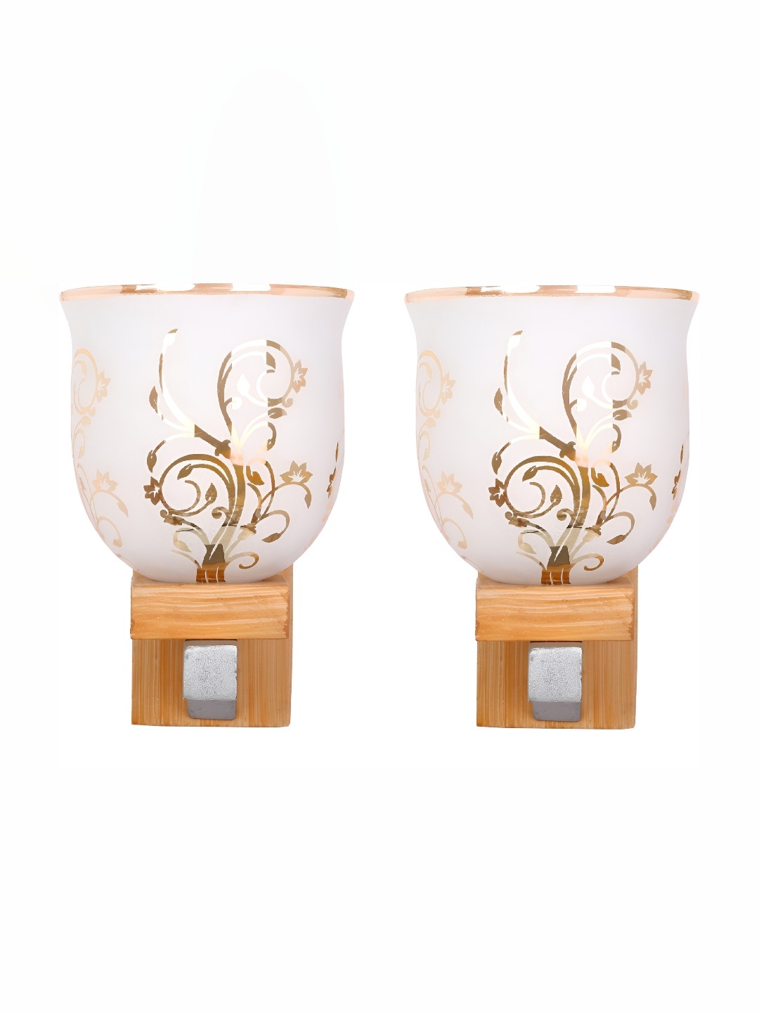 

Afast White & Brown 2 Pieces Printed Contemporary Glass Wall Lamps