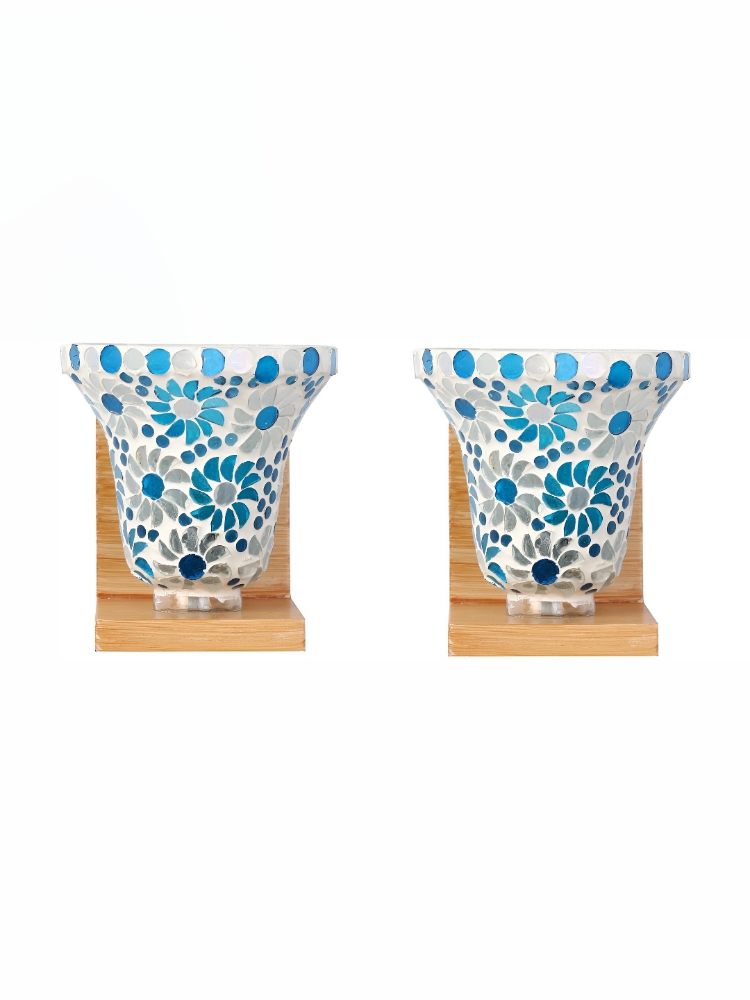 

Afast White & Blue 2 Pieces Textured Contemporary Glass Wall Lamps