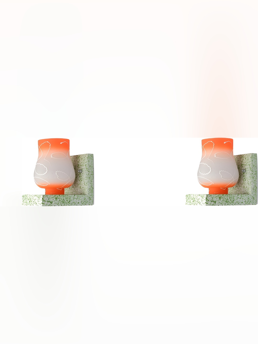 

Afast Orange & White 2 Pieces Printed Contemporary Glass Wall Lamps