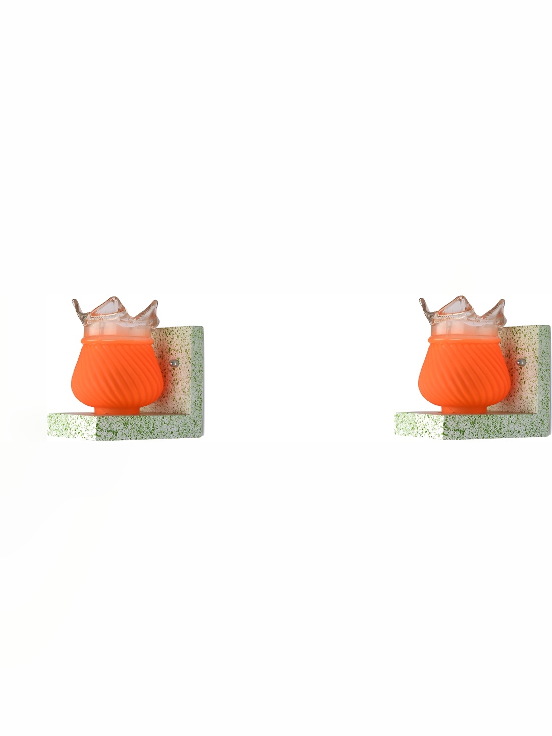 

Afast Orange & Green 2 Pieces Printed Contemporary Glass Wall Lamps