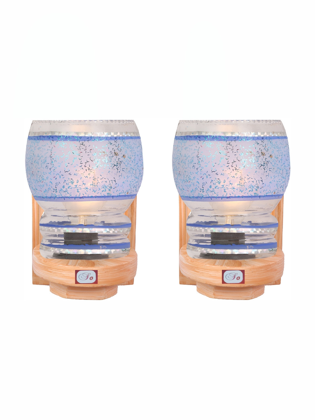 

Afast Blue & Brown 2 Pieces Printed Contemporary Glass Wall Lamps