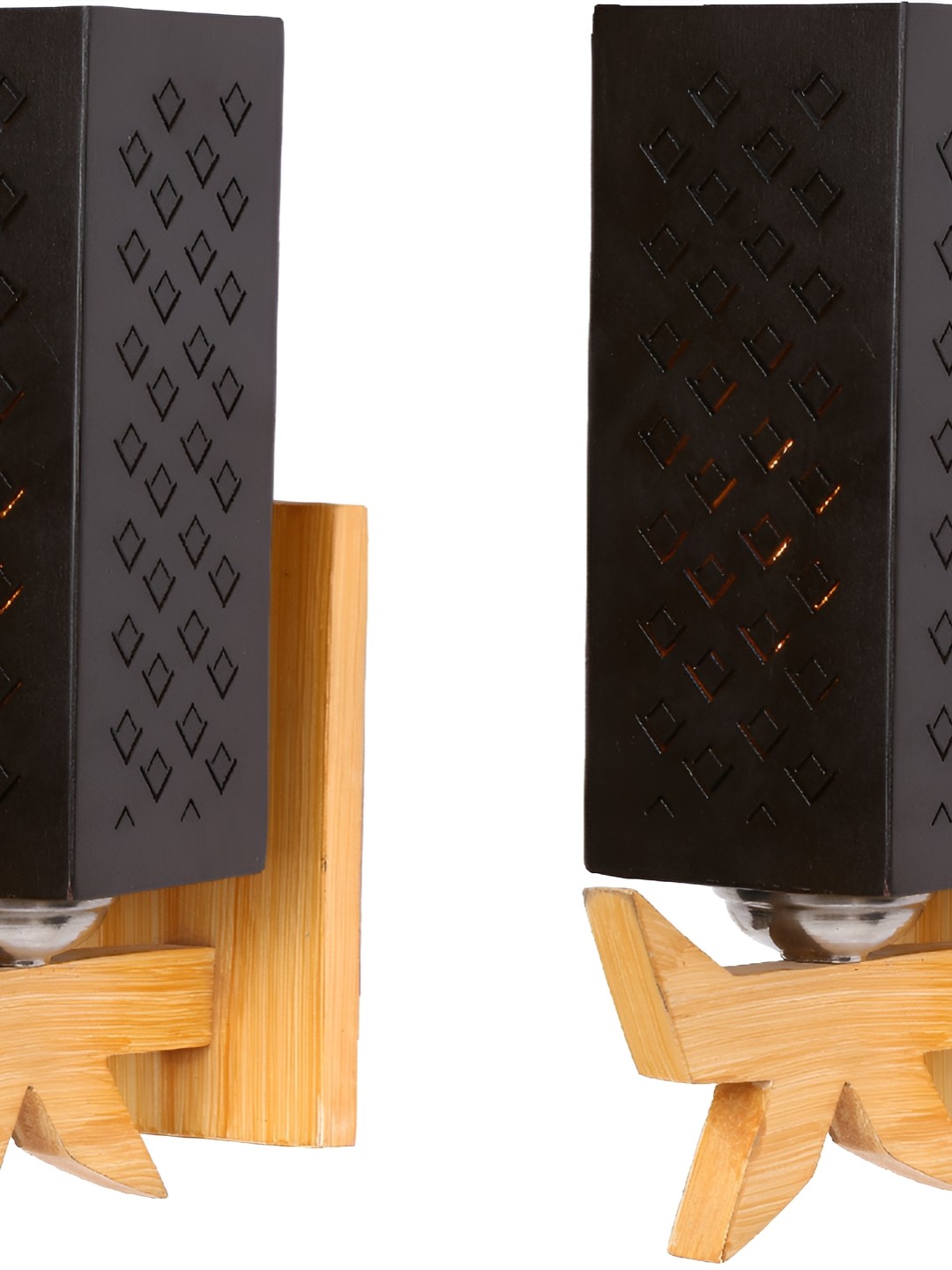 

Afast Black & Brown 2 Pieces Textured Contemporary Wooden Wall Lamps