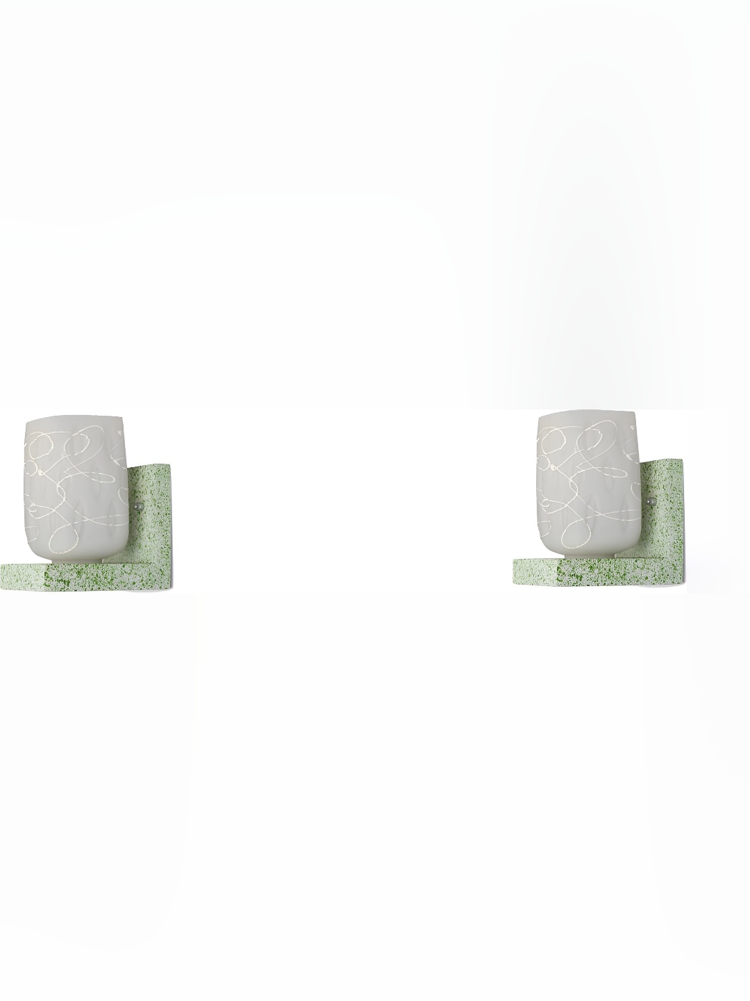 

Afast White & Green 2 Pieces Printed Contemporary Glass Wall Lamps