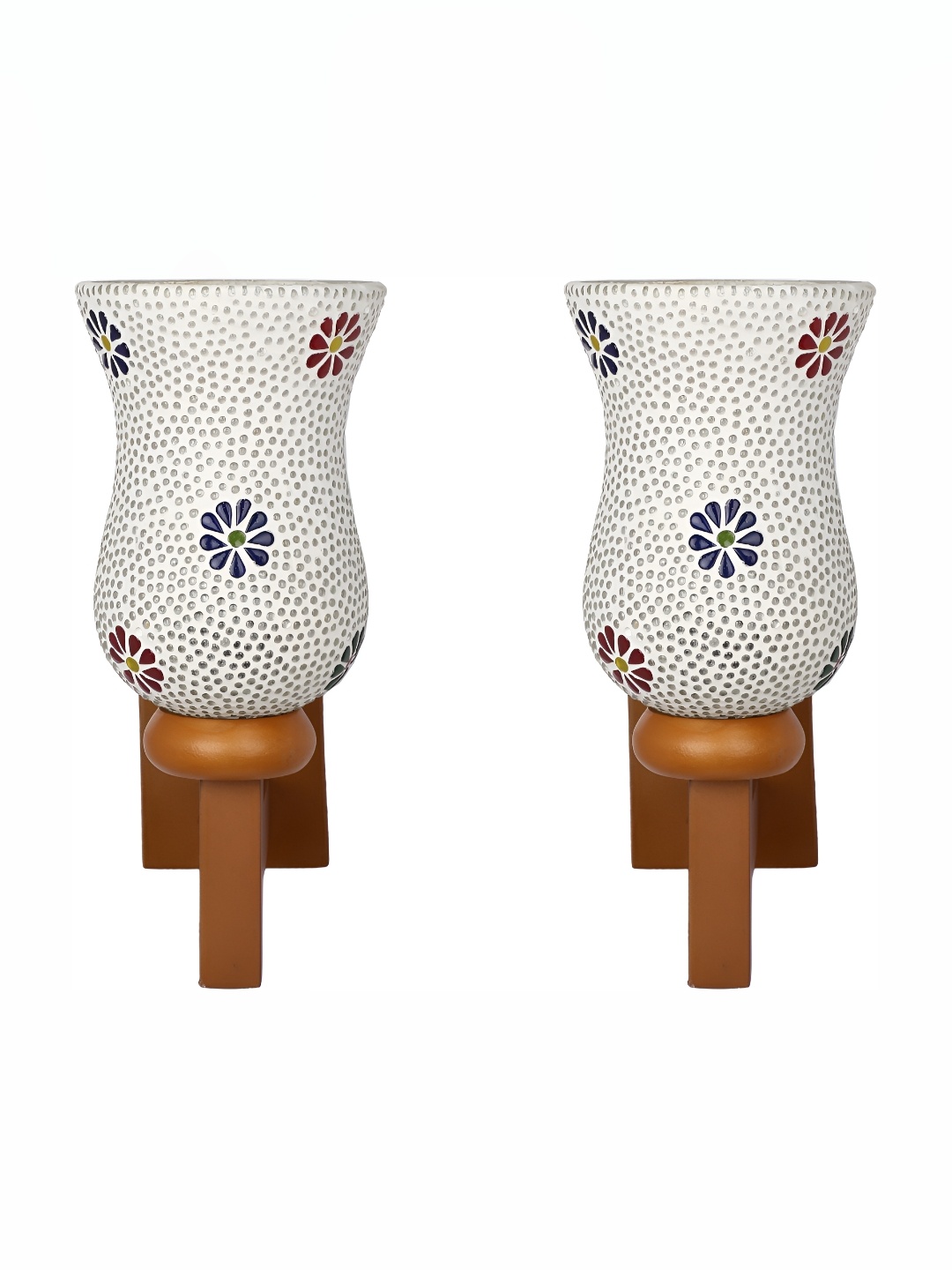

Afast White & Blue 2 Pieces Textured Contemporary Glass Wall Lamps