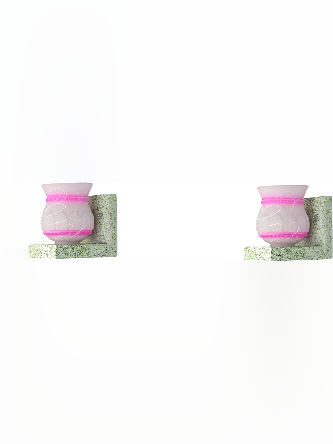 

Afast Pink & White 2 Pieces Printed Contemporary Glass Wall Lamps