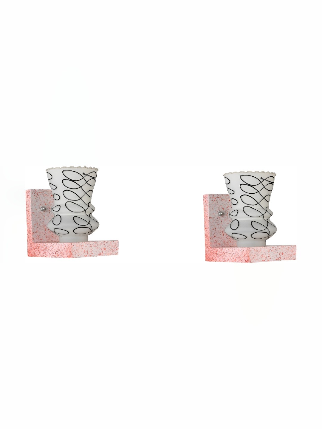 

Afast White & Orange 2 Pieces Printed Contemporary Glass Wall Lamps