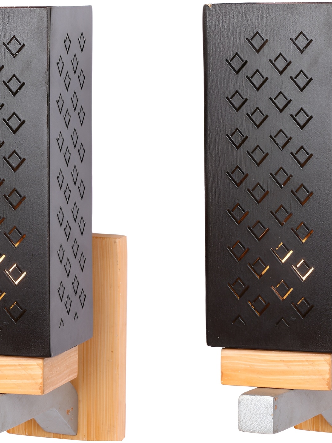 

Afast Black & Brown 2 Pieces Textured Rectangle Shaped Wooden Wall Lamp