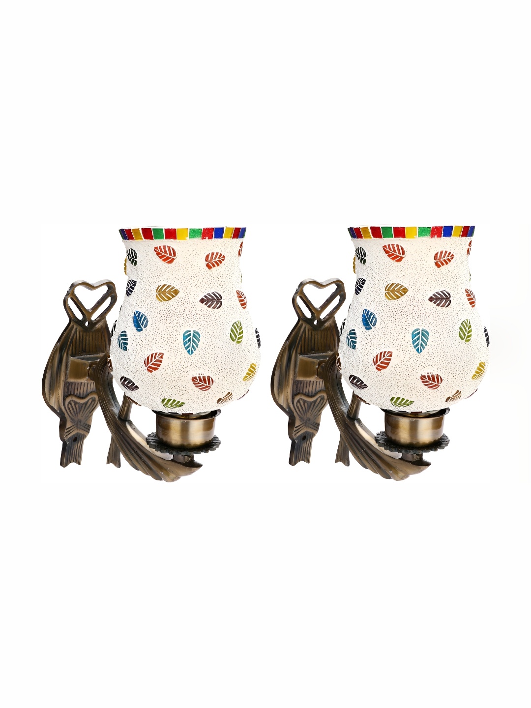 

Afast White & Green 2 Pieces Printed Bell Shaped Glass Wall Lamp